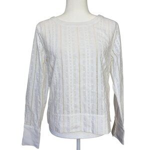 FRAME White Eyelet Cotton long sleeve Top Blouse Size Small